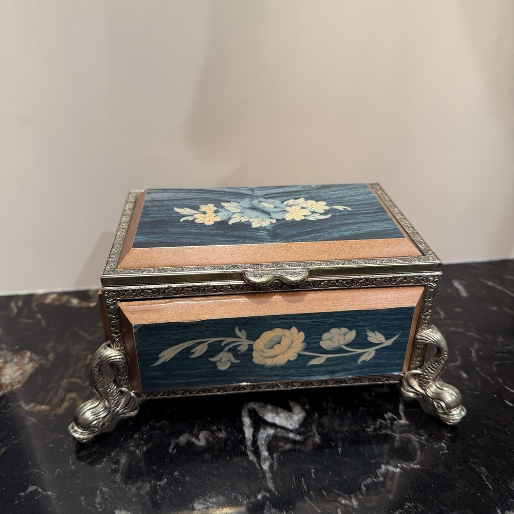 Reuge Swiss Musical Movement Japanese Wooden Koi Fish Musical Jewelry Box